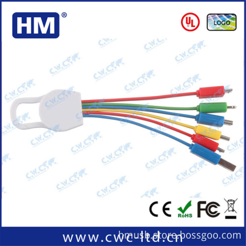 china factory cool design climbing hook style 6 in 1 mobile phone charging cables camera charging cables type C charger cables